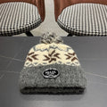 PRA 25 FAIR ISLE JACQUARD WOOL KNITTED GRAY HAT 822423