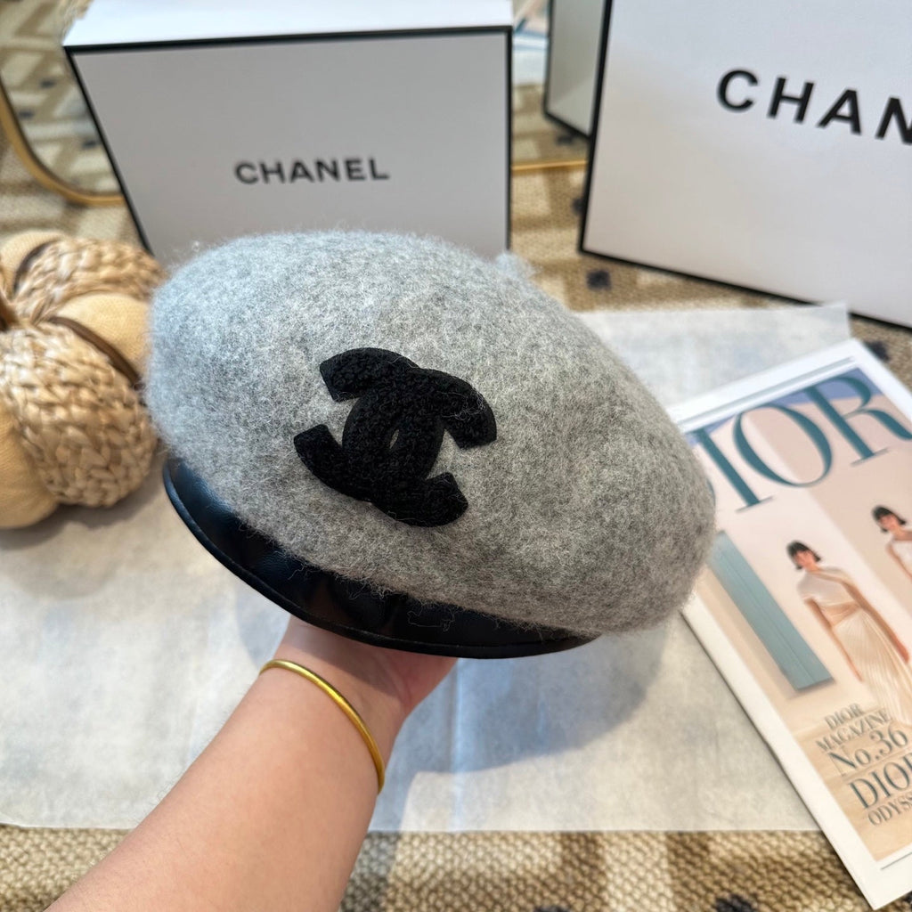 Chanel New Wool Beret Grey 960042