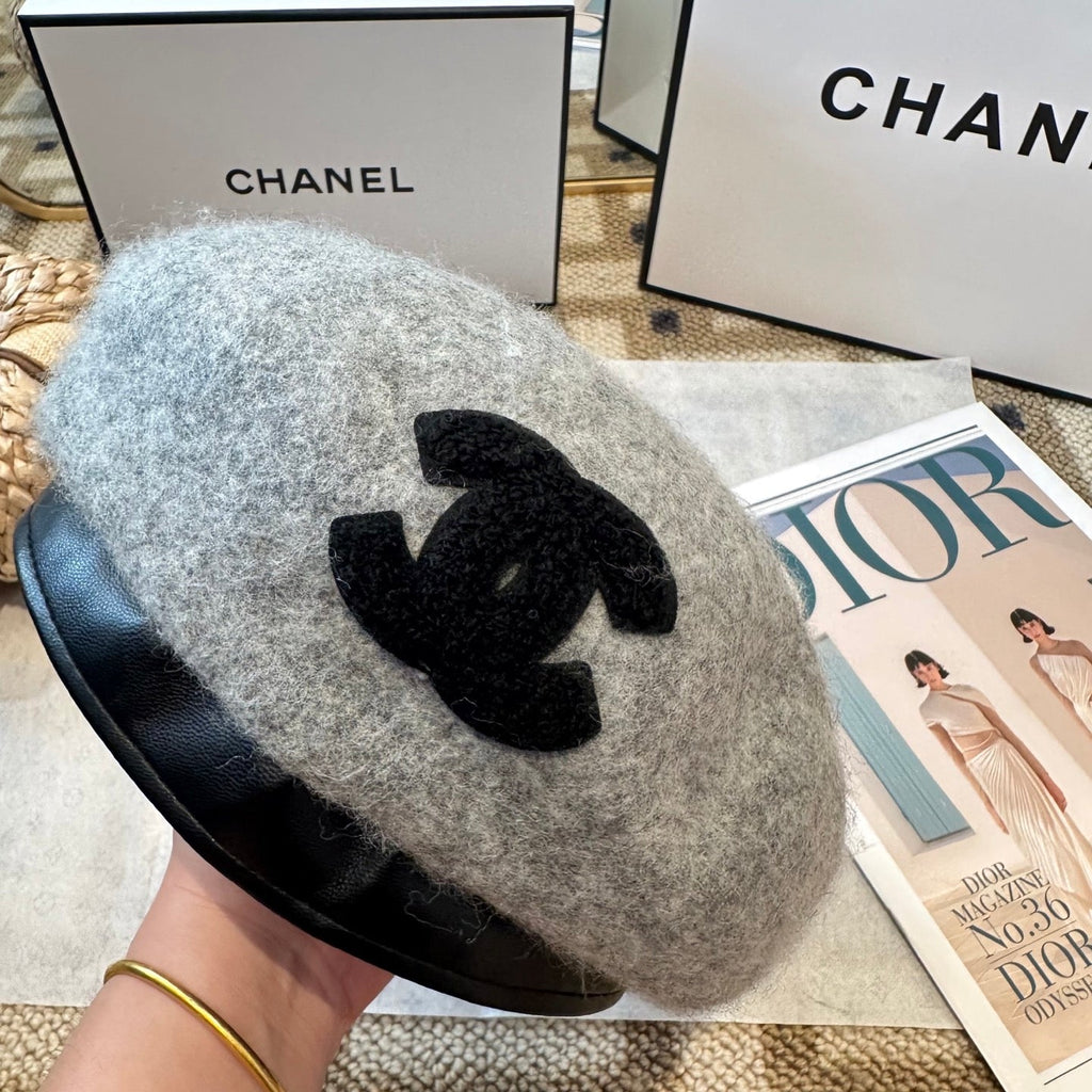 Chanel New Wool Beret Grey 960042