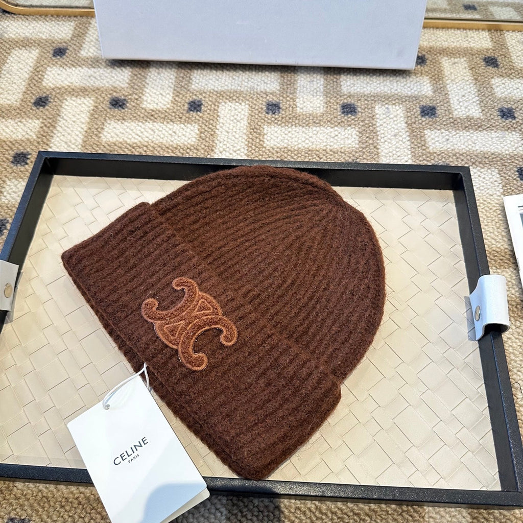 Celine 2025 Fall/Winter New Wool Brown Hat 960098