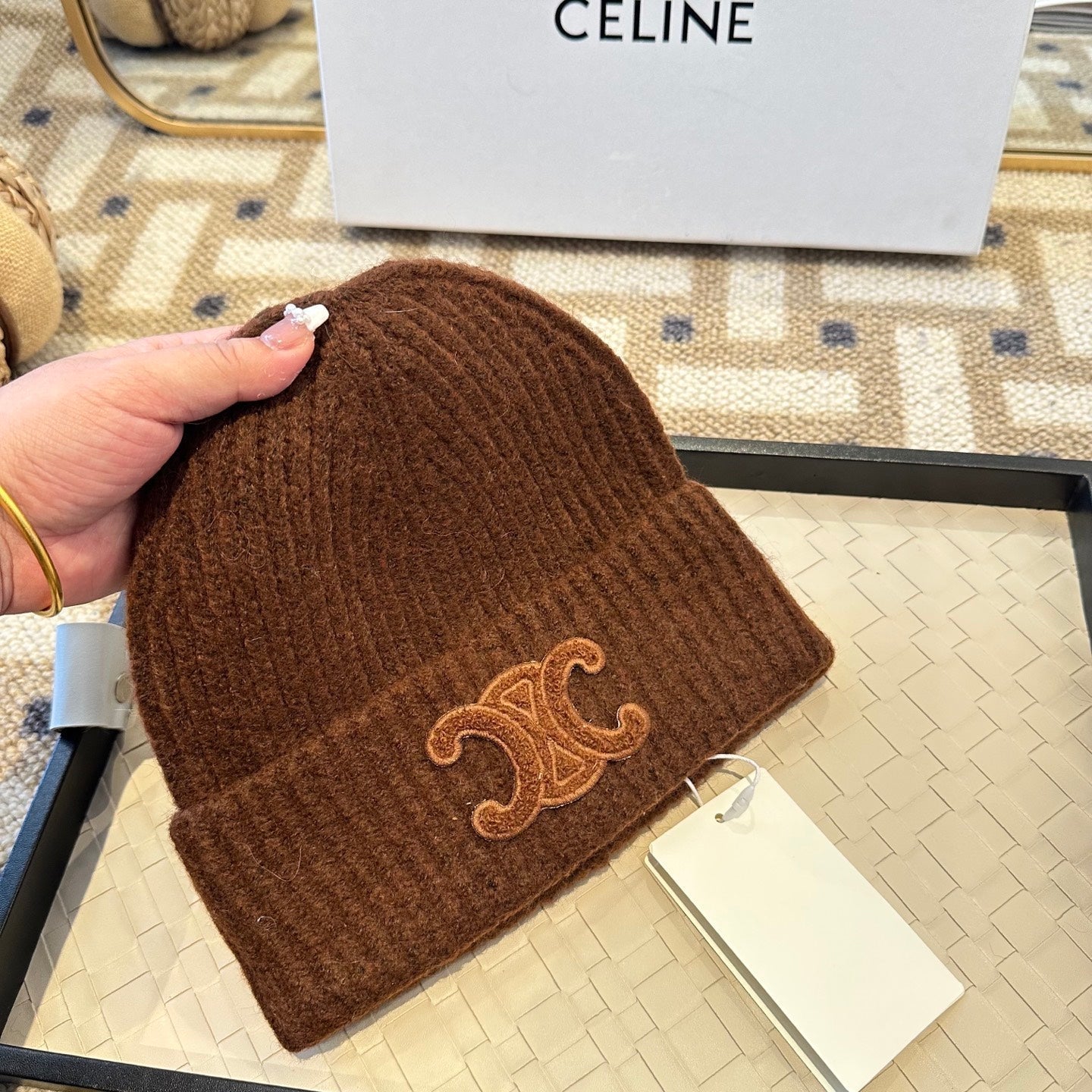 Celine 2025 Fall/Winter New Wool Brown Hat 960098