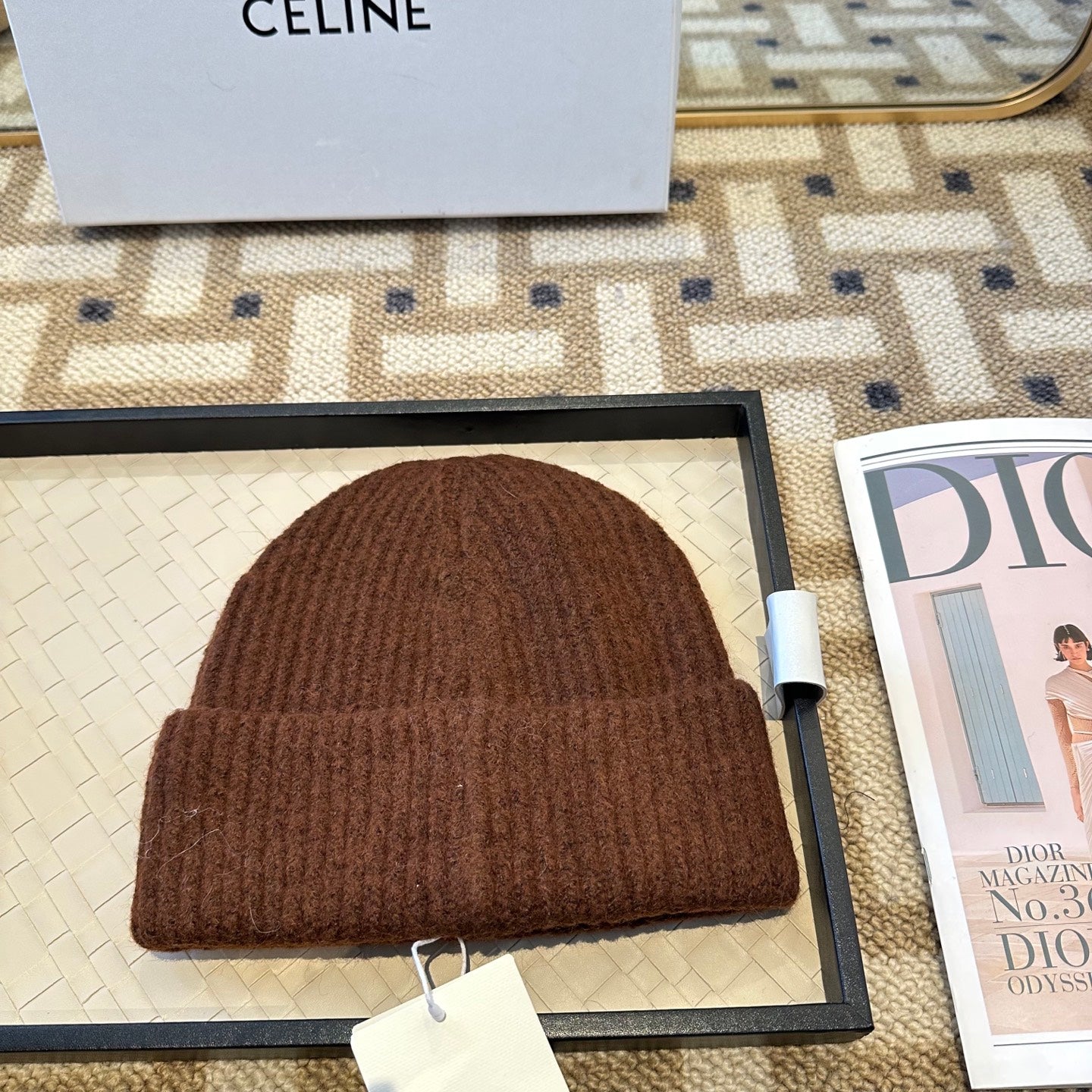 Celine 2025 Fall/Winter New Wool Brown Hat 960098