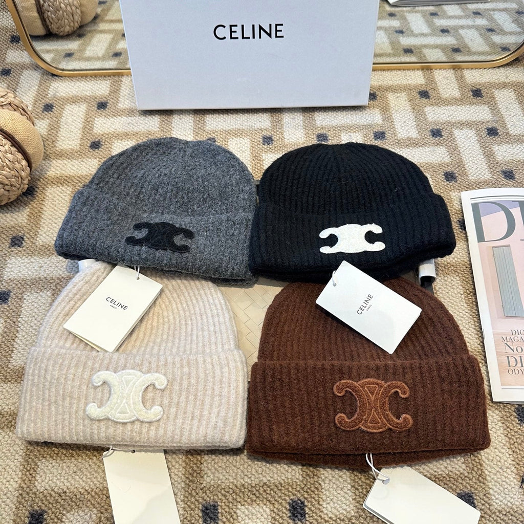 Celine 2025 Fall/Winter New Wool Black Hat 960100
