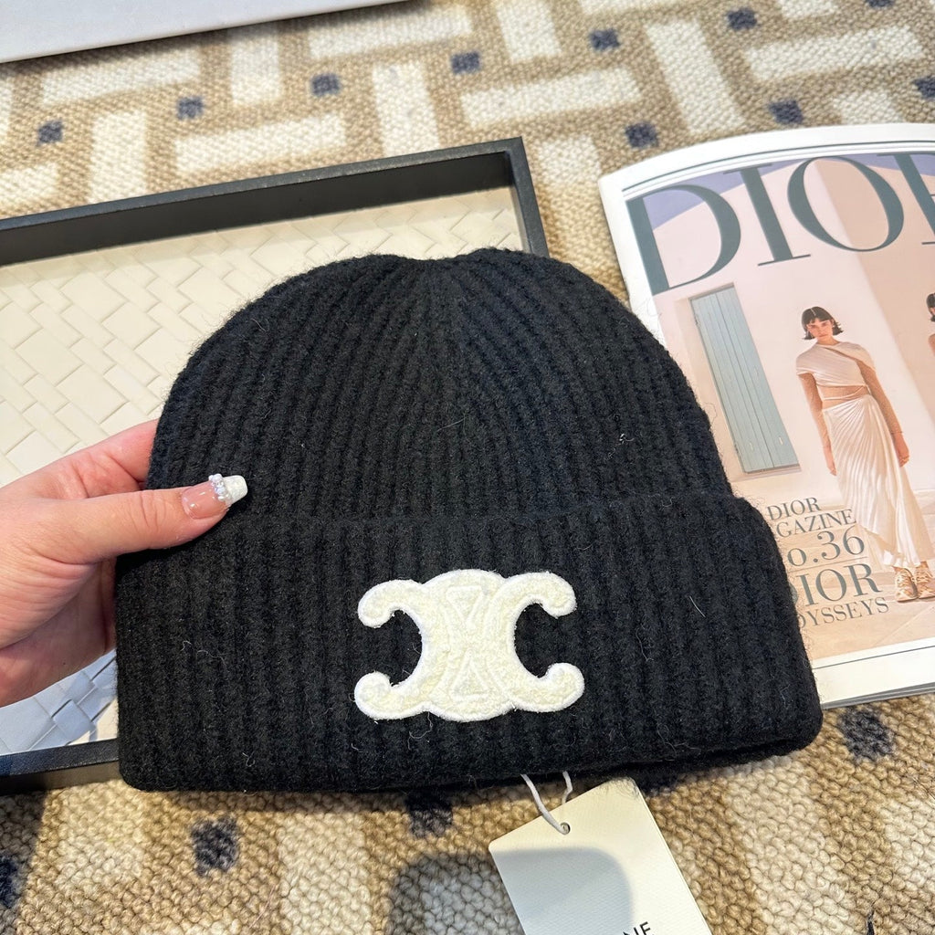 Celine 2025 Fall/Winter New Wool Black Hat 960100