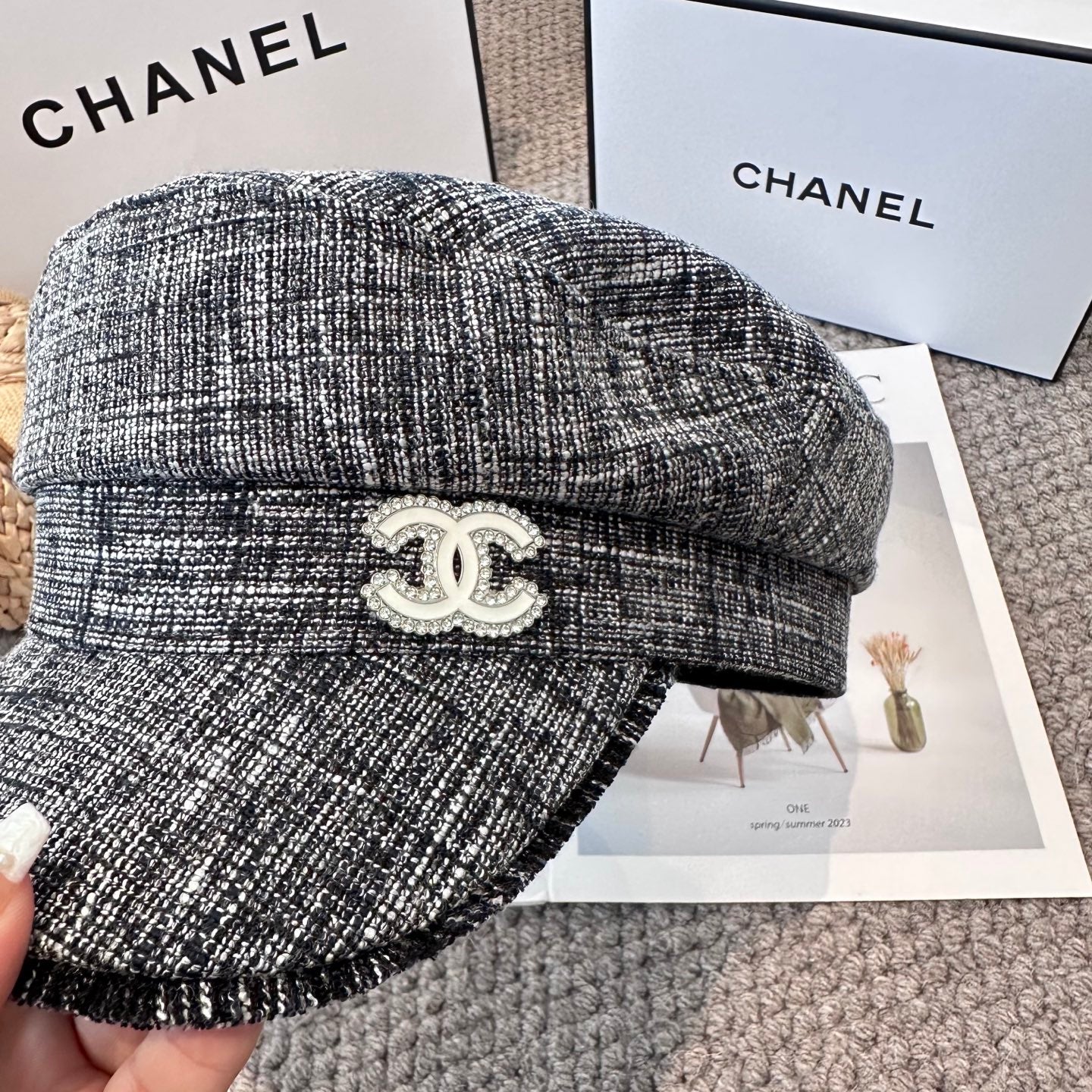 Chanel New Military Cap Grey Jean 960054