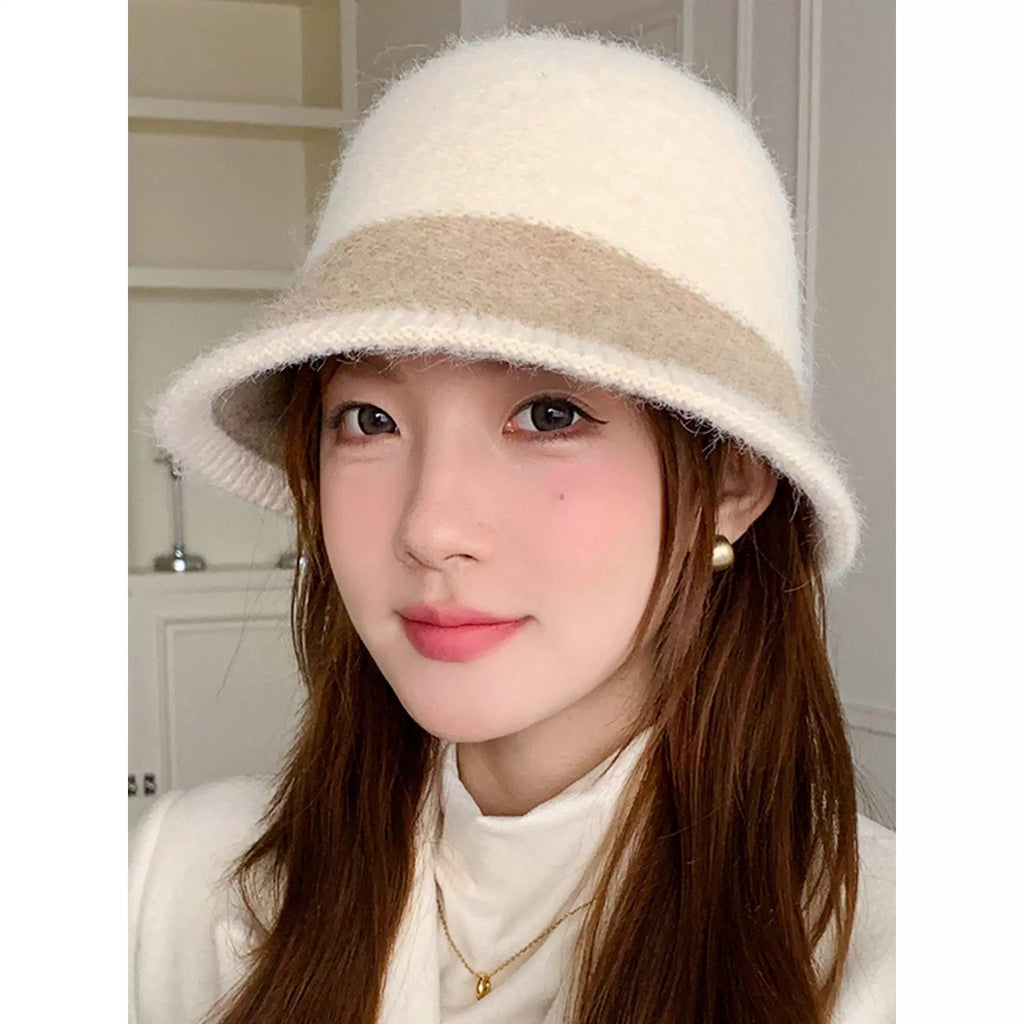 Chanel Women's Plush Bucket Ivory mix Beige Hat 980038