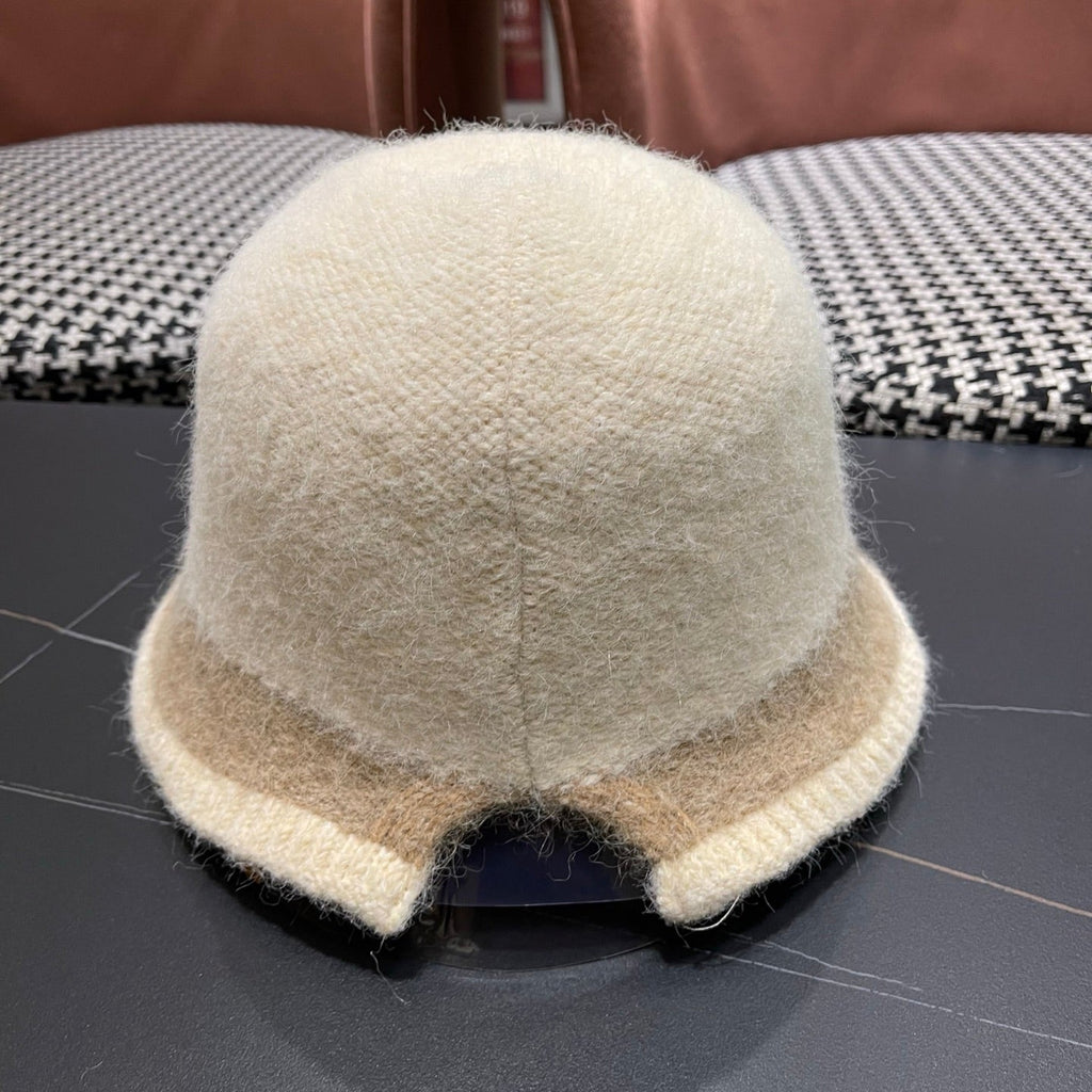 Chanel Women's Plush Bucket Ivory mix Beige Hat 980038