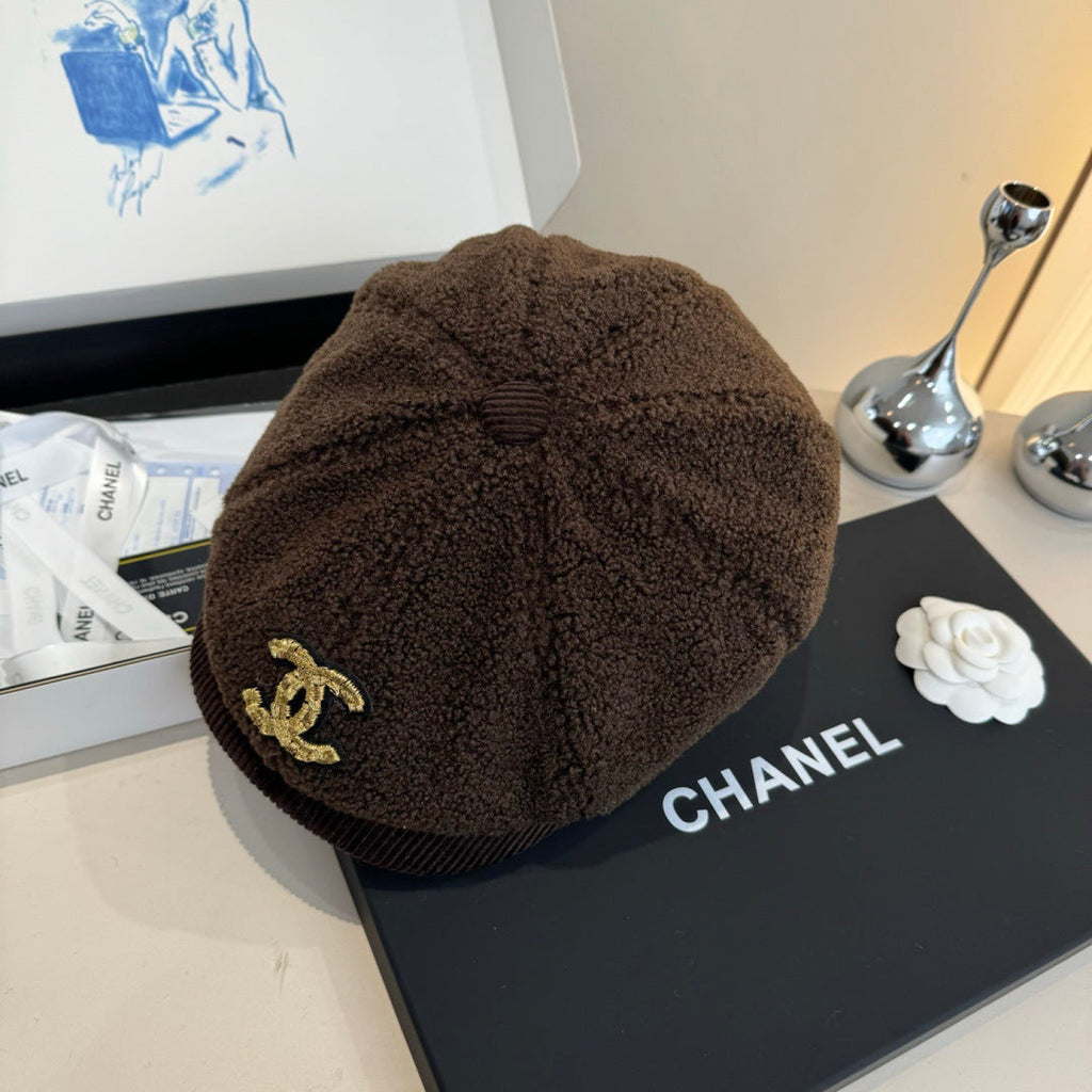 Chanel Wool Cap Brown in Fibrous 980126