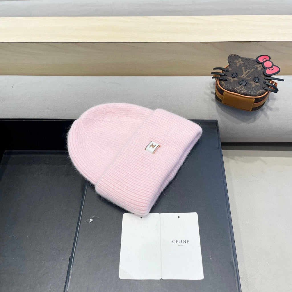 Celine Autumn/Winter New CE Knitted Hat Pink in Wool 980325