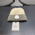 Moncler Korean Style Fleece-Lined Beige mix Grey Knitted Beanie 980073