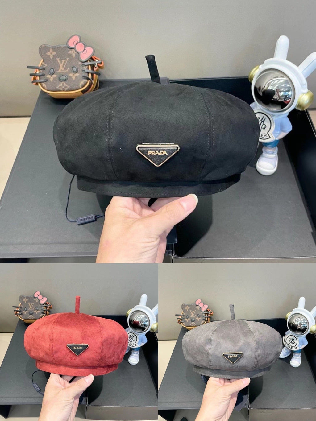 Prada Beret Black in Suede 125850
