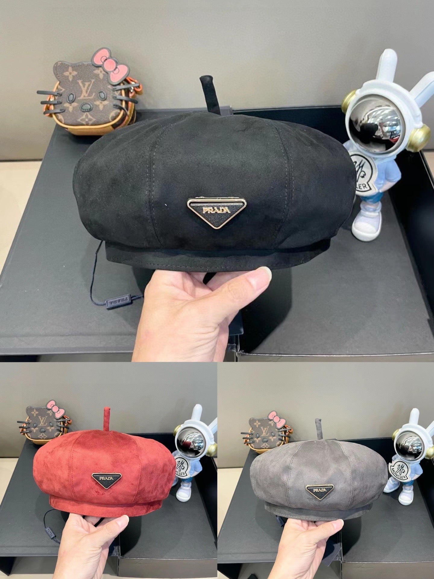 Prada Beret Black in Suede 125850