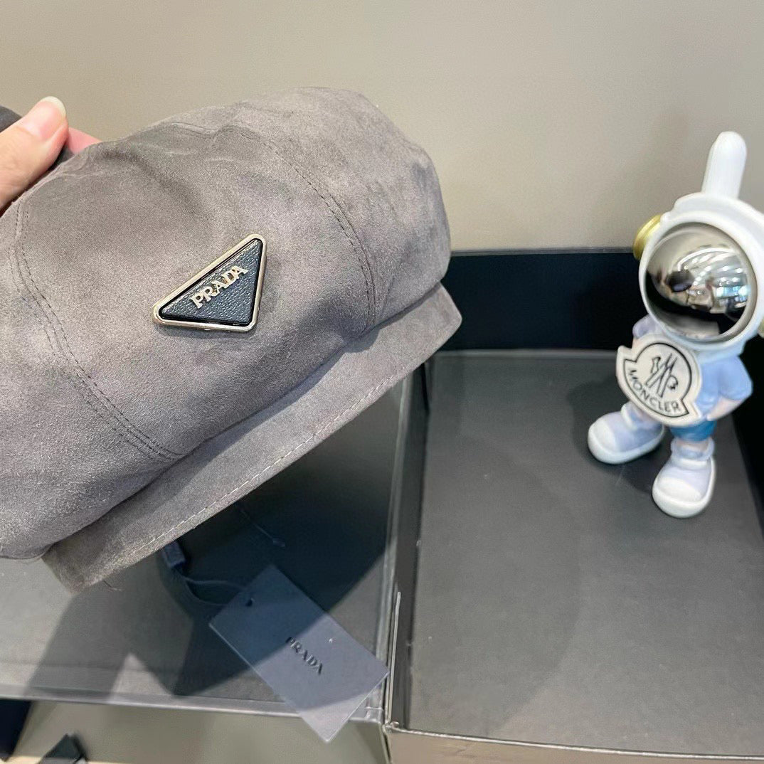 Prada Beret Gray in Suede 125848