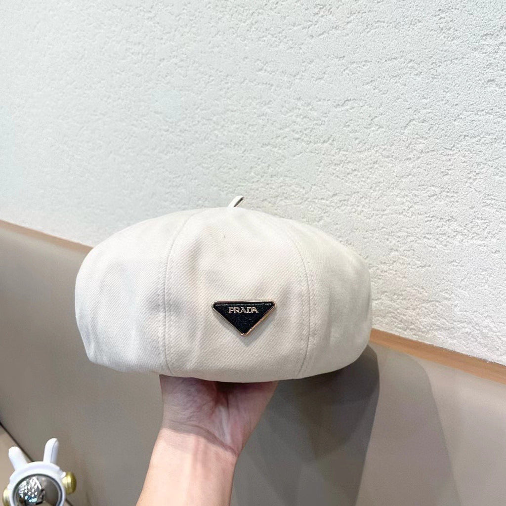 Prada Beret Pumpkin Style Women's White in Canvas 125793