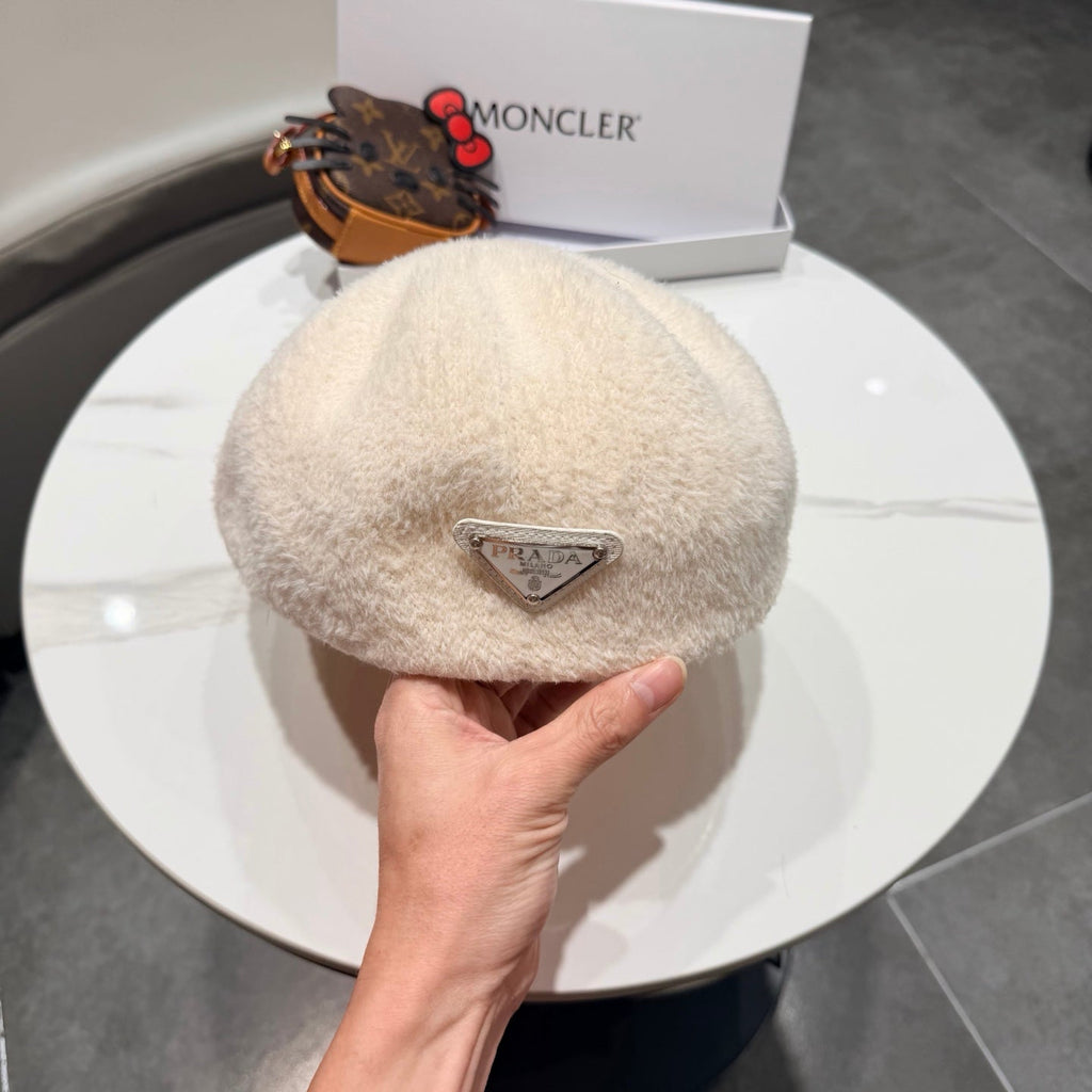 Prada 25 Iceland Beret Women's White in Plush 125816