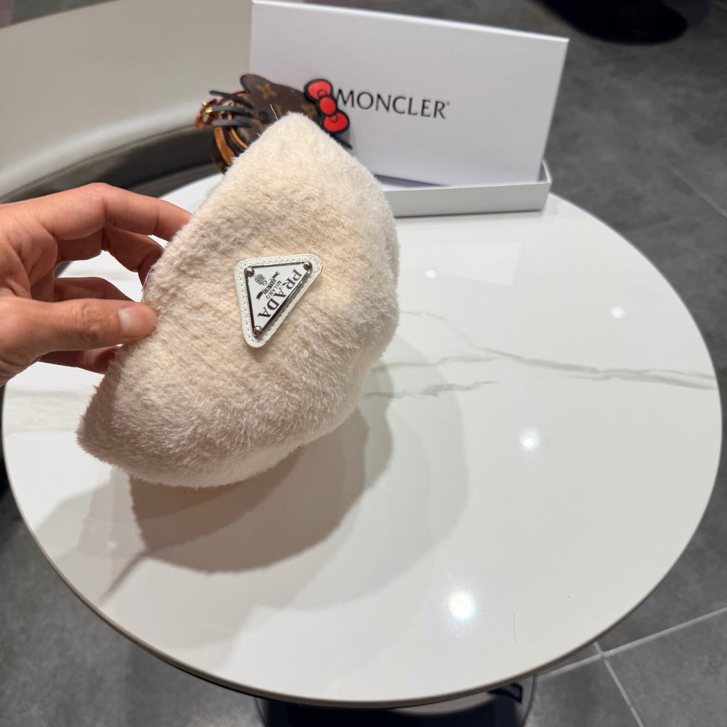 Prada 25 Iceland Beret Women's White in Plush 125816