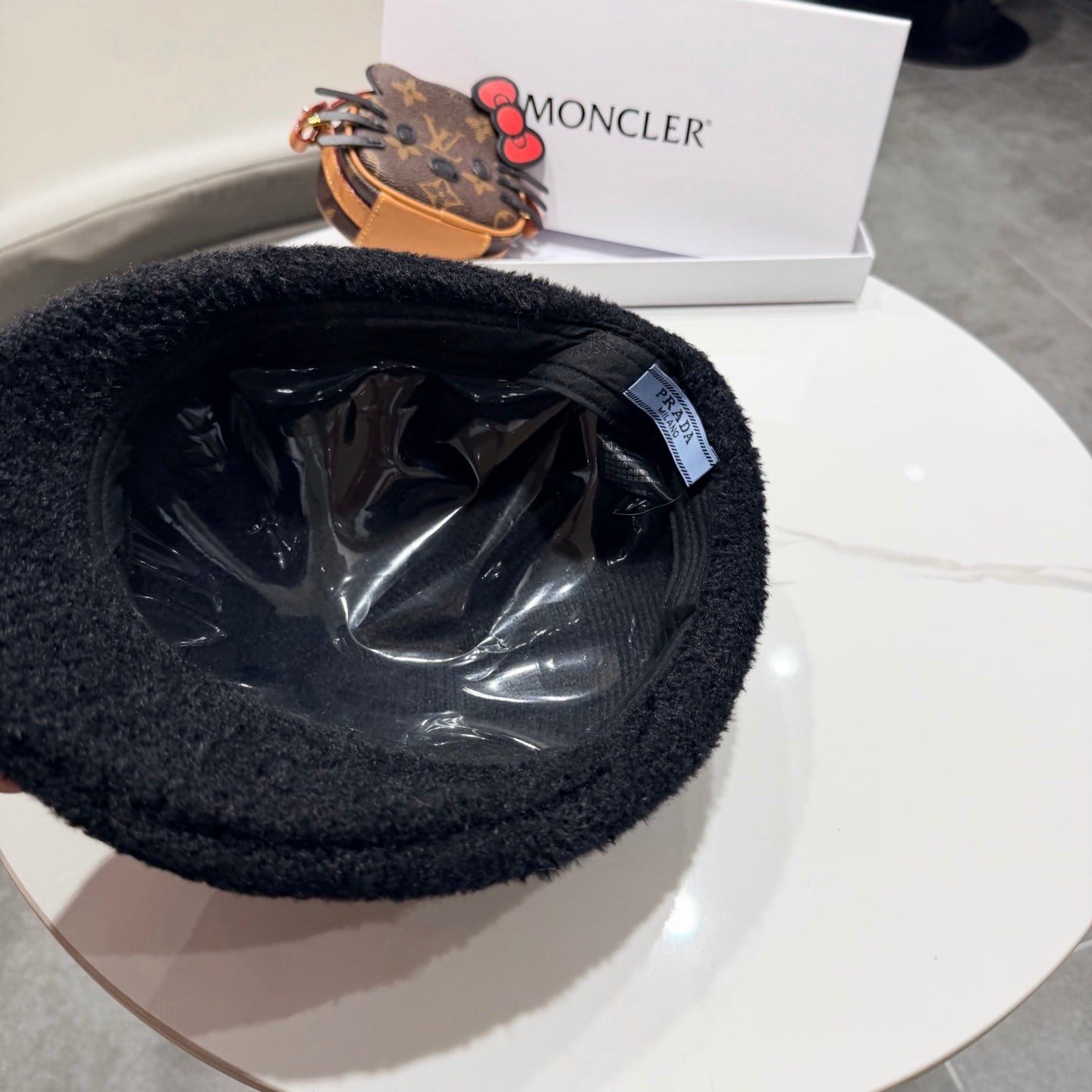 Prada 25 Iceland Beret Women's Black in Plush 125815