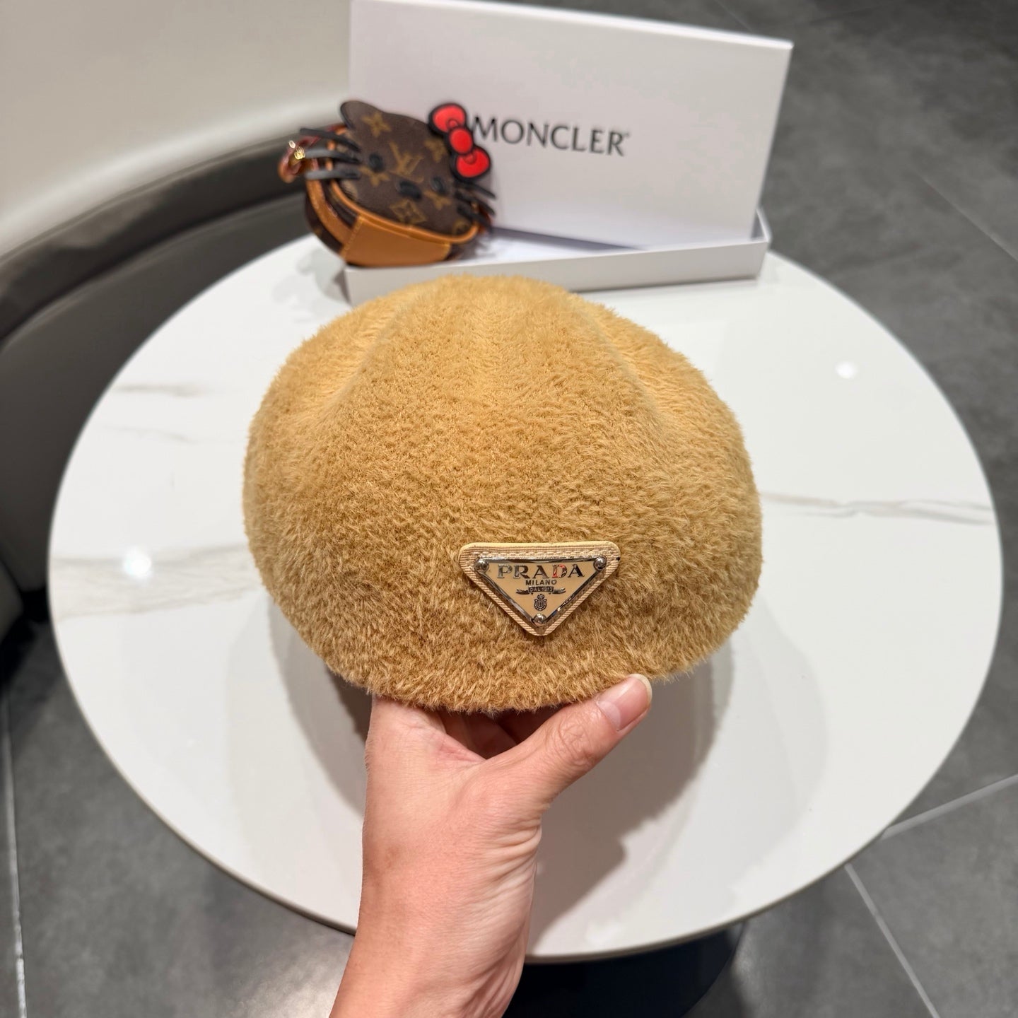 Prada 25 Iceland Beret Women's Camel in Plush 125814