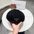 Prada 25 Iceland Beret Black in Cashmere 125815