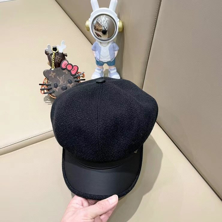 Prada Women's Beret Hat Black in Tweed 125768