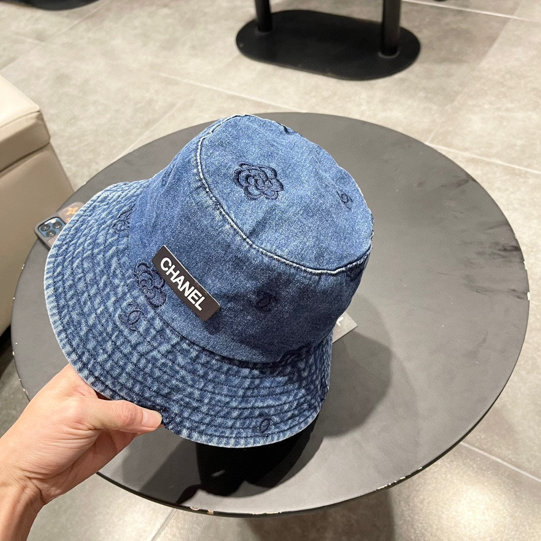 Chanel Blue Denim Vintage Bucket Hat 192315