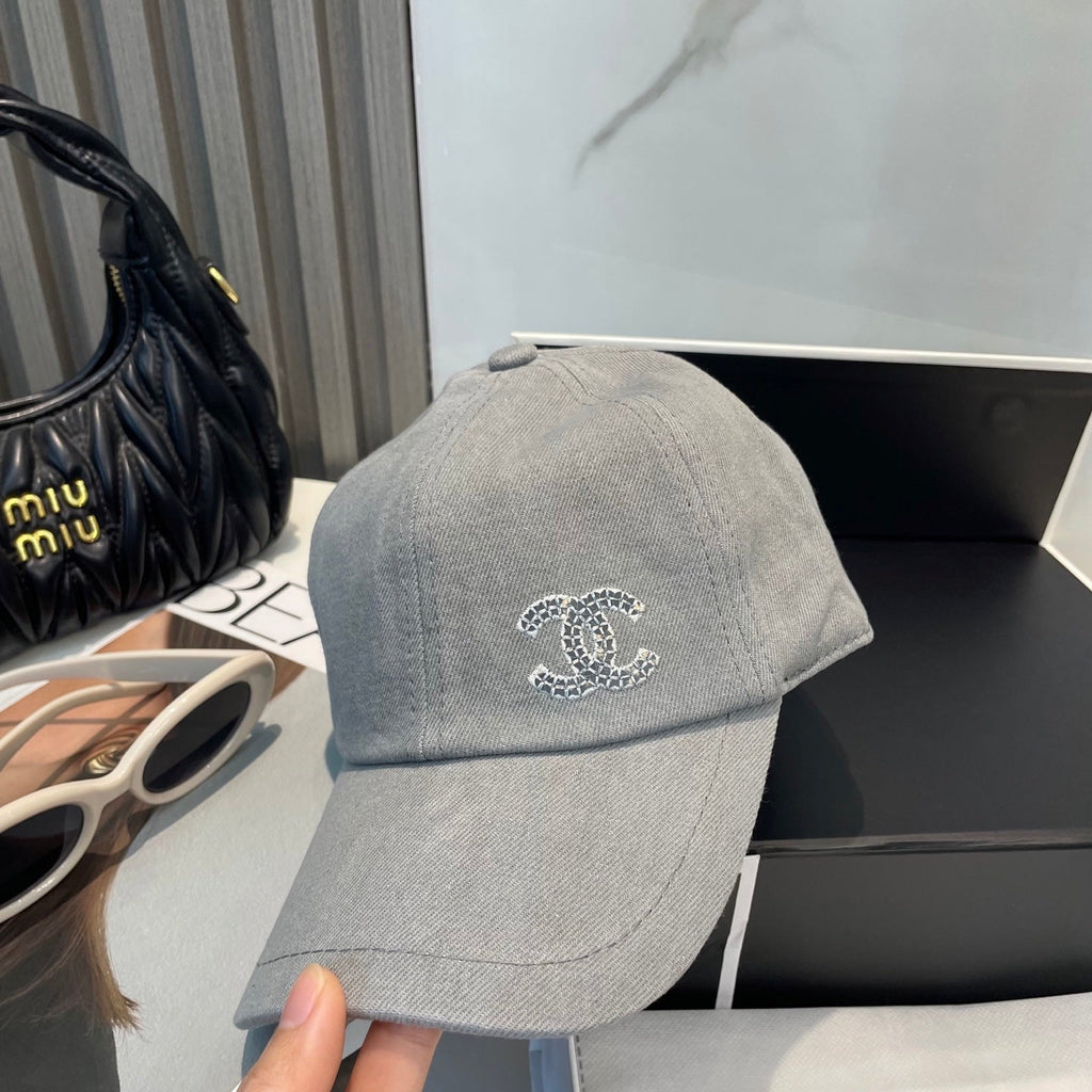 Chanel Washed Denim Baseball Cap Grey in Cotton 192166