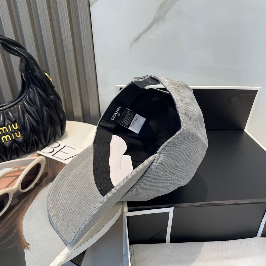 Chanel Washed Denim Baseball Cap Grey in Cotton 192166