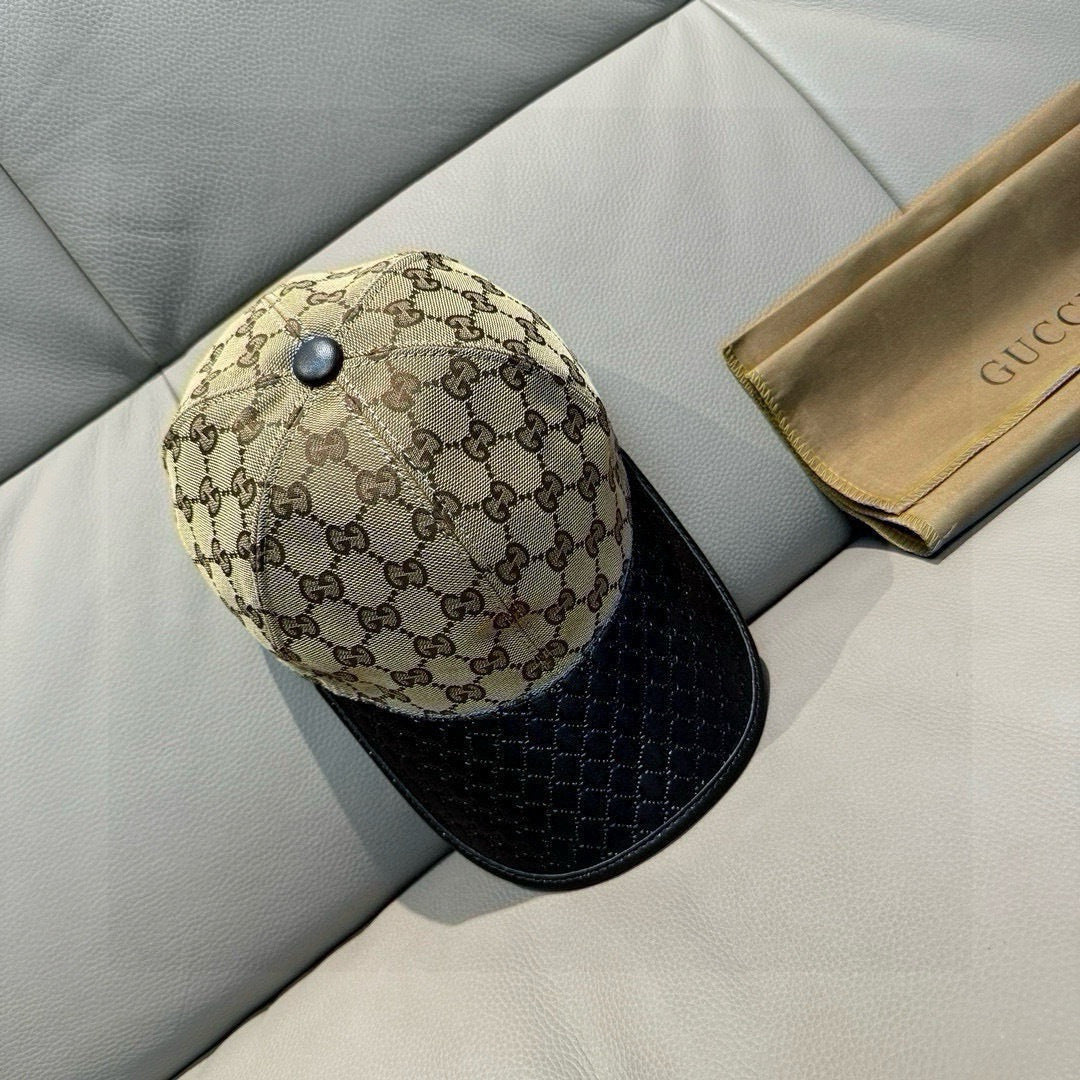 Gucci Classic Baseball Cap Brown Black in Canvas Cowhide 193831
