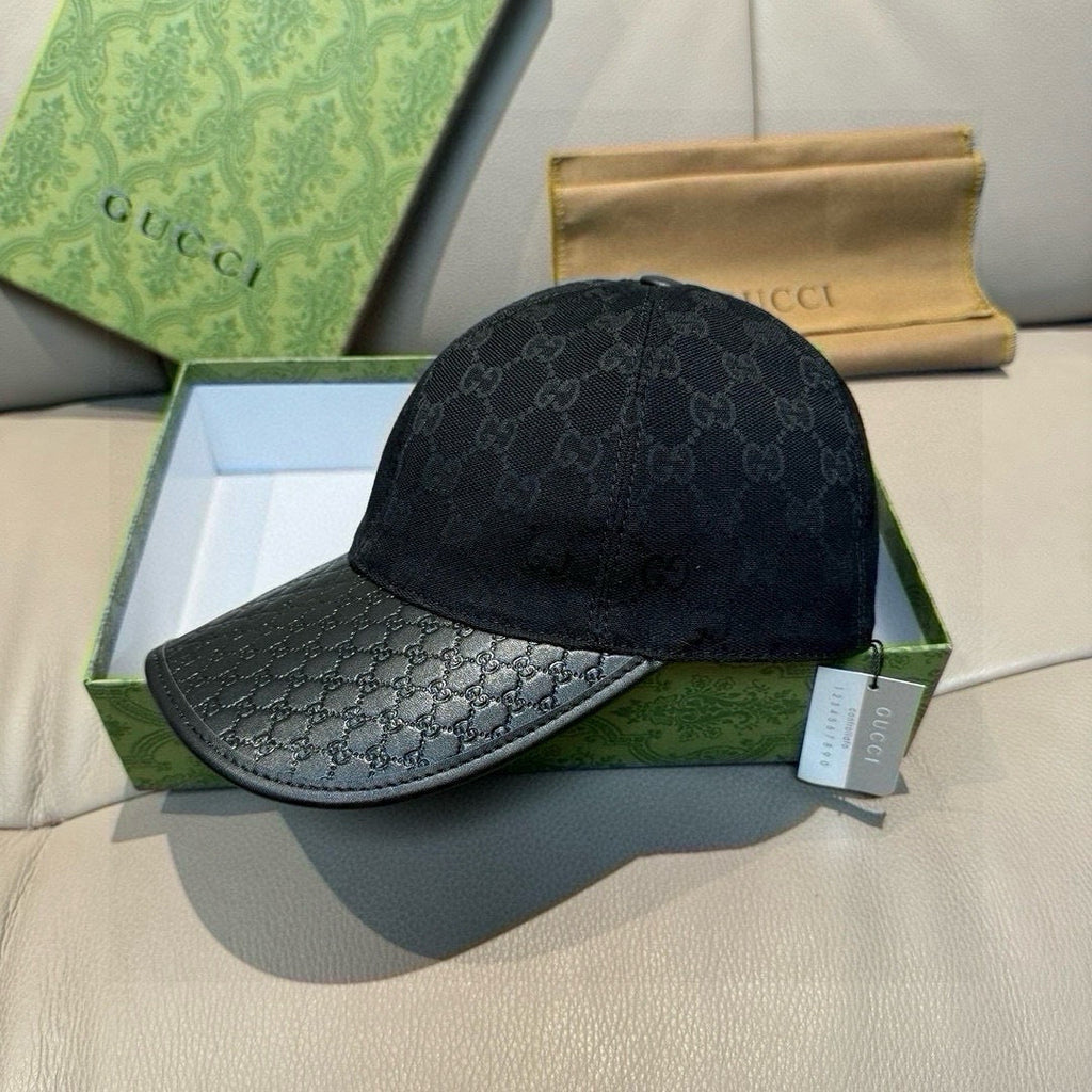 Gucci Classic Baseball Cap Black in Canvas Cowhide 193830
