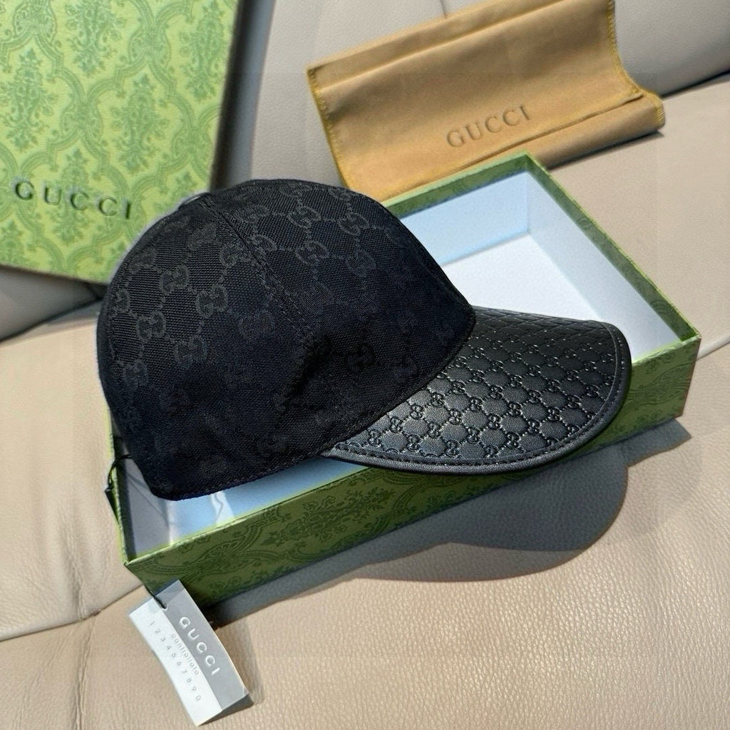 Gucci Classic Baseball Cap Black in Canvas Cowhide 193830