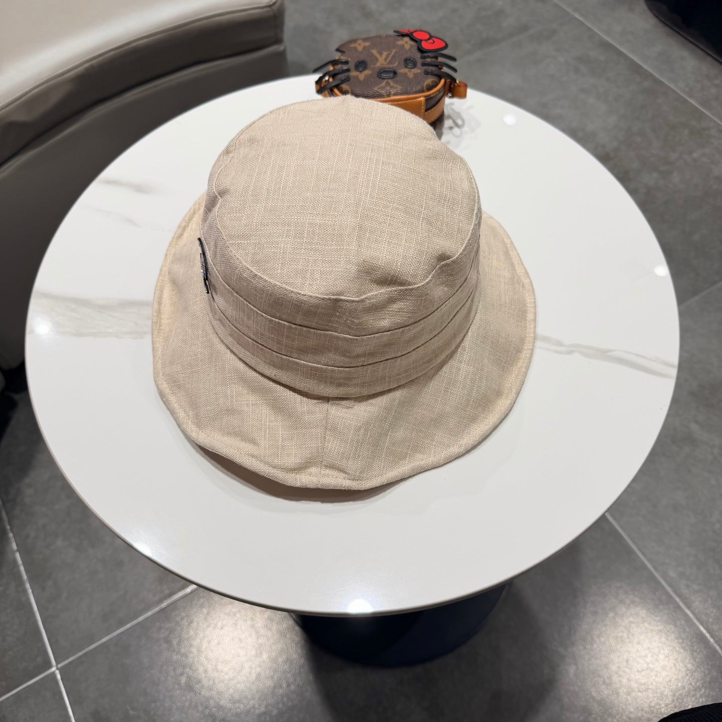 Chanel Style Fisherman Hat Cream in Cloth 192298