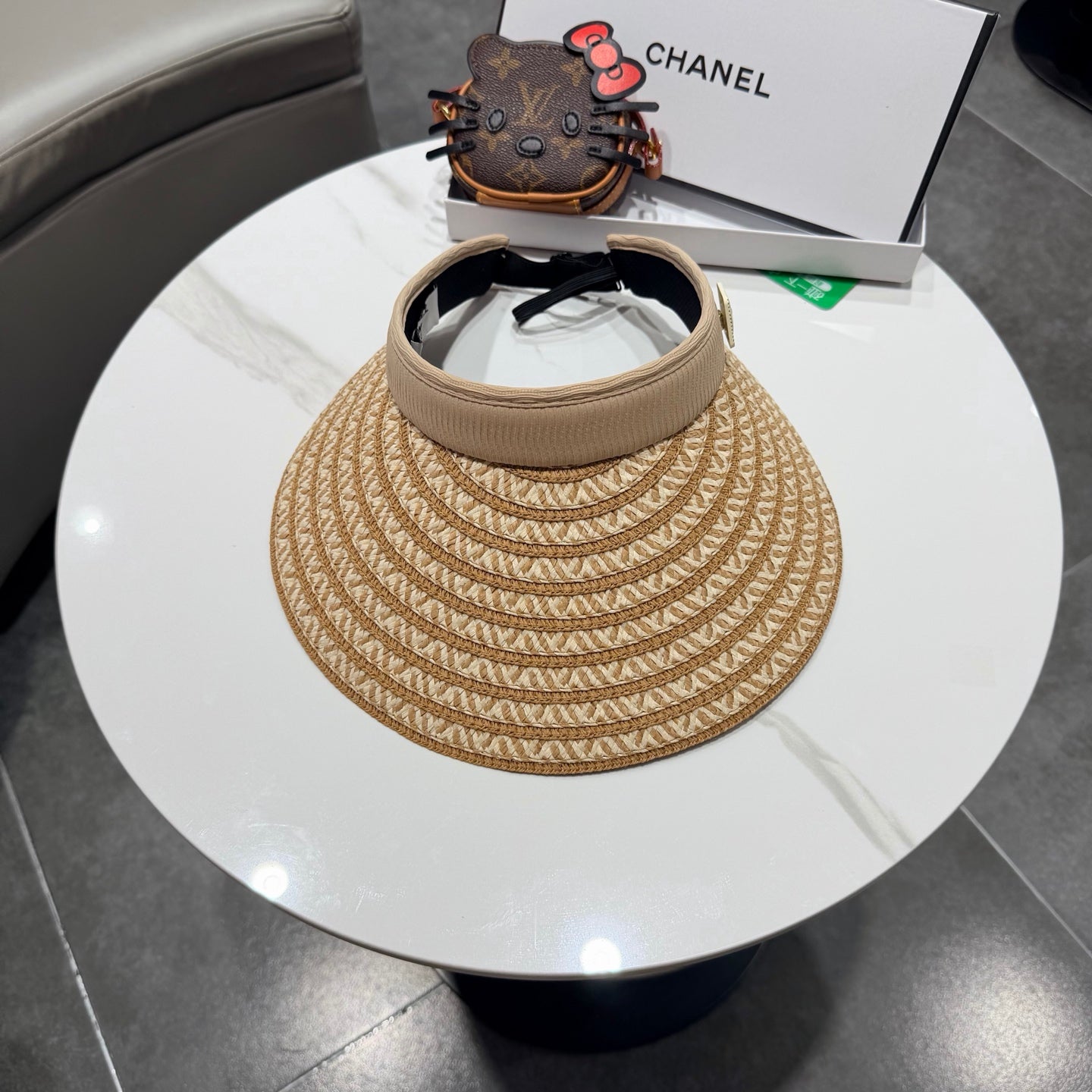 Chanel Open Visor Hat Color Straw in Cloth 192287
