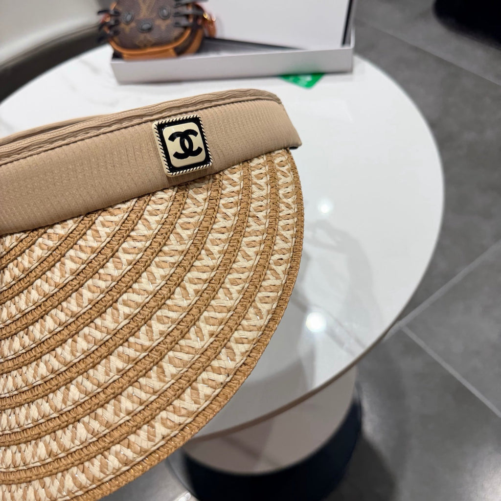 Chanel Open Visor Hat Color Straw in Cloth 192287
