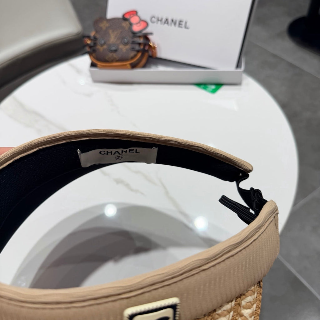 Chanel Open Visor Hat Color Straw in Cloth 192287