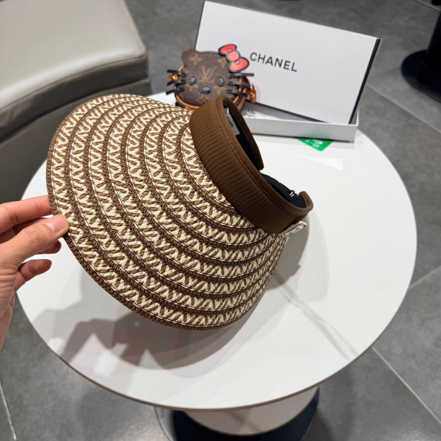 Chanel Open Visor Hat Brown in Cloth 192286