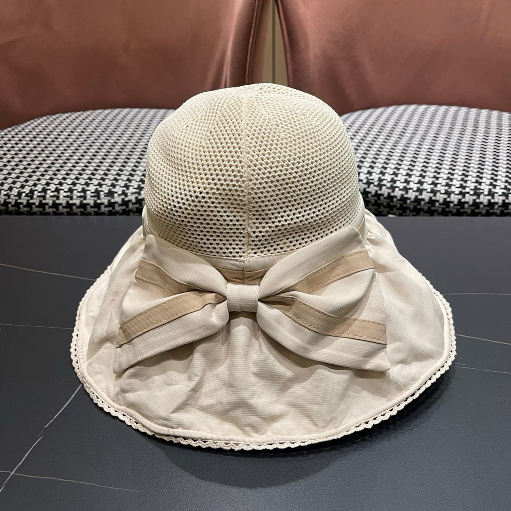 Chanel Korean Style Bowknot Hat Beige in Cloth 192189