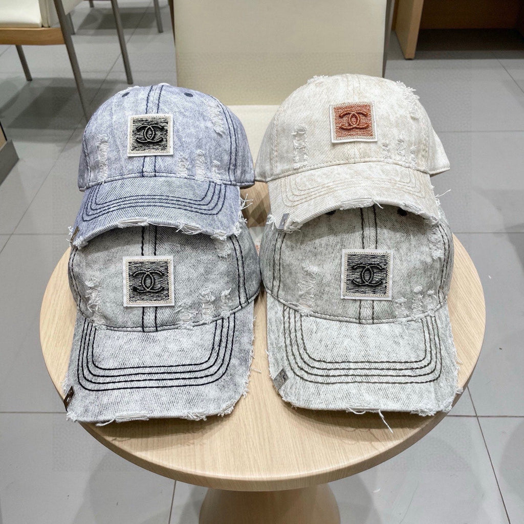 Chanel Baseball Cap Faded Grey Denim 192131