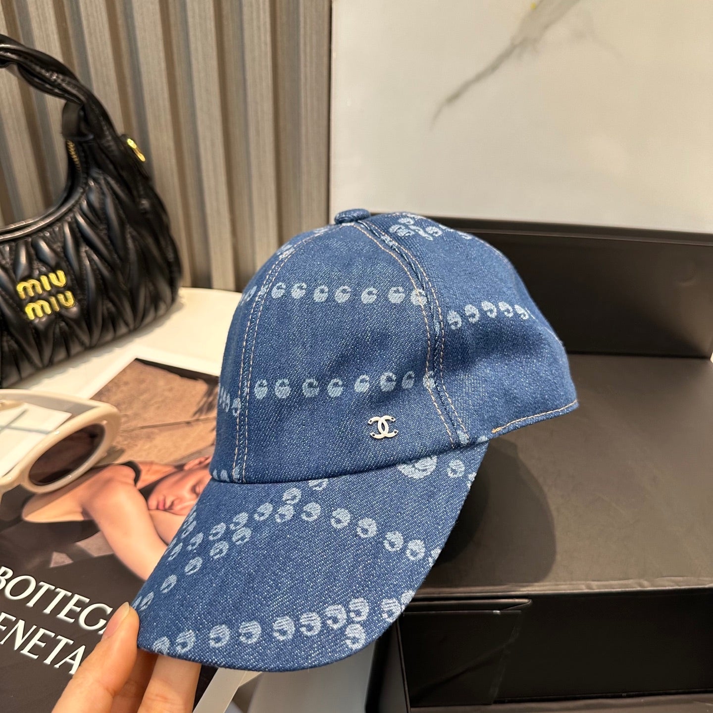 Chanel Baseball Cap Dark Blue in Denim 197871