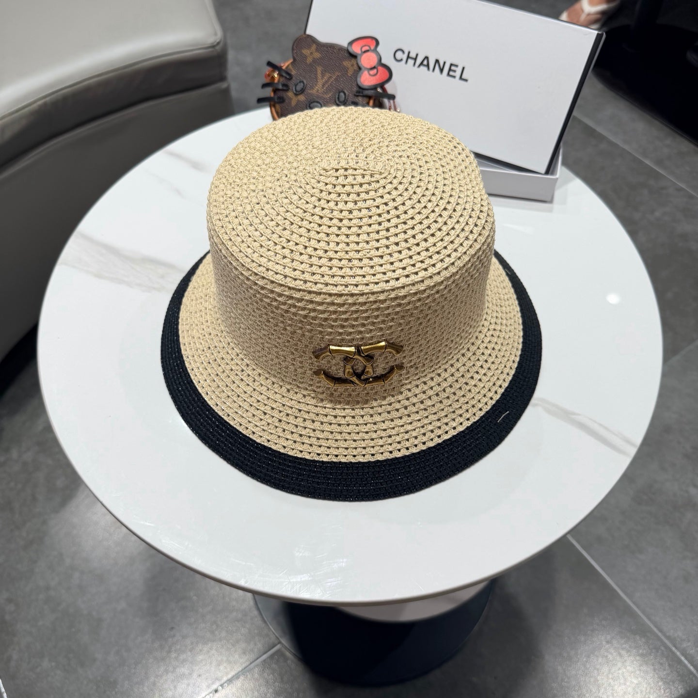 Chanel 26 Bucket Hat Beige in Straw 197777