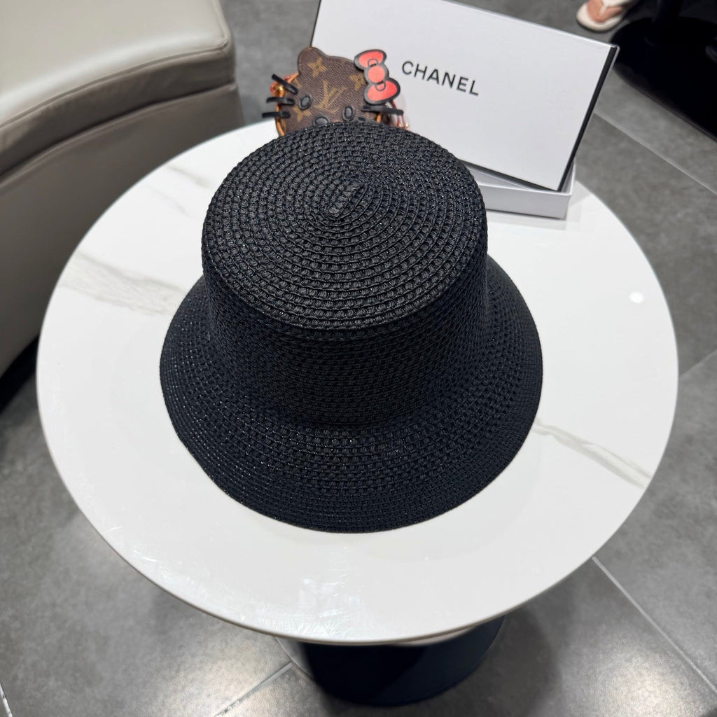 Chanel 26 Bucket Hat Black in Straw 197776
