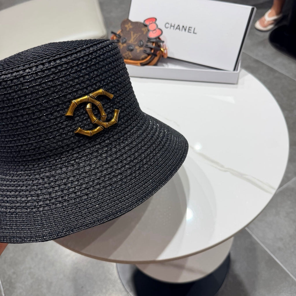 Chanel 26 Bucket Hat Black in Straw 197776