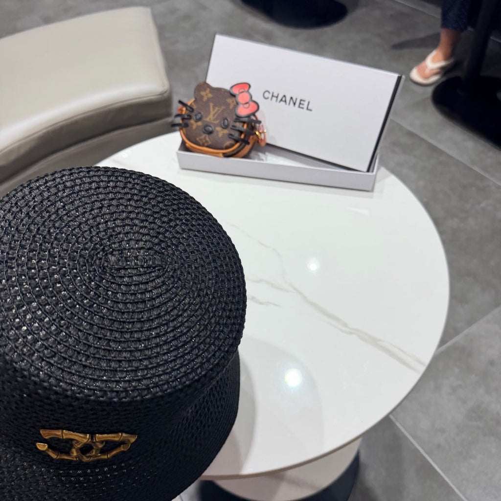 Chanel 26 Bucket Hat Black in Straw 197776