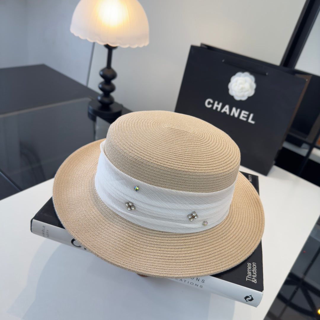 Chanel Wide Brim Hat Beige in Mesh 197605