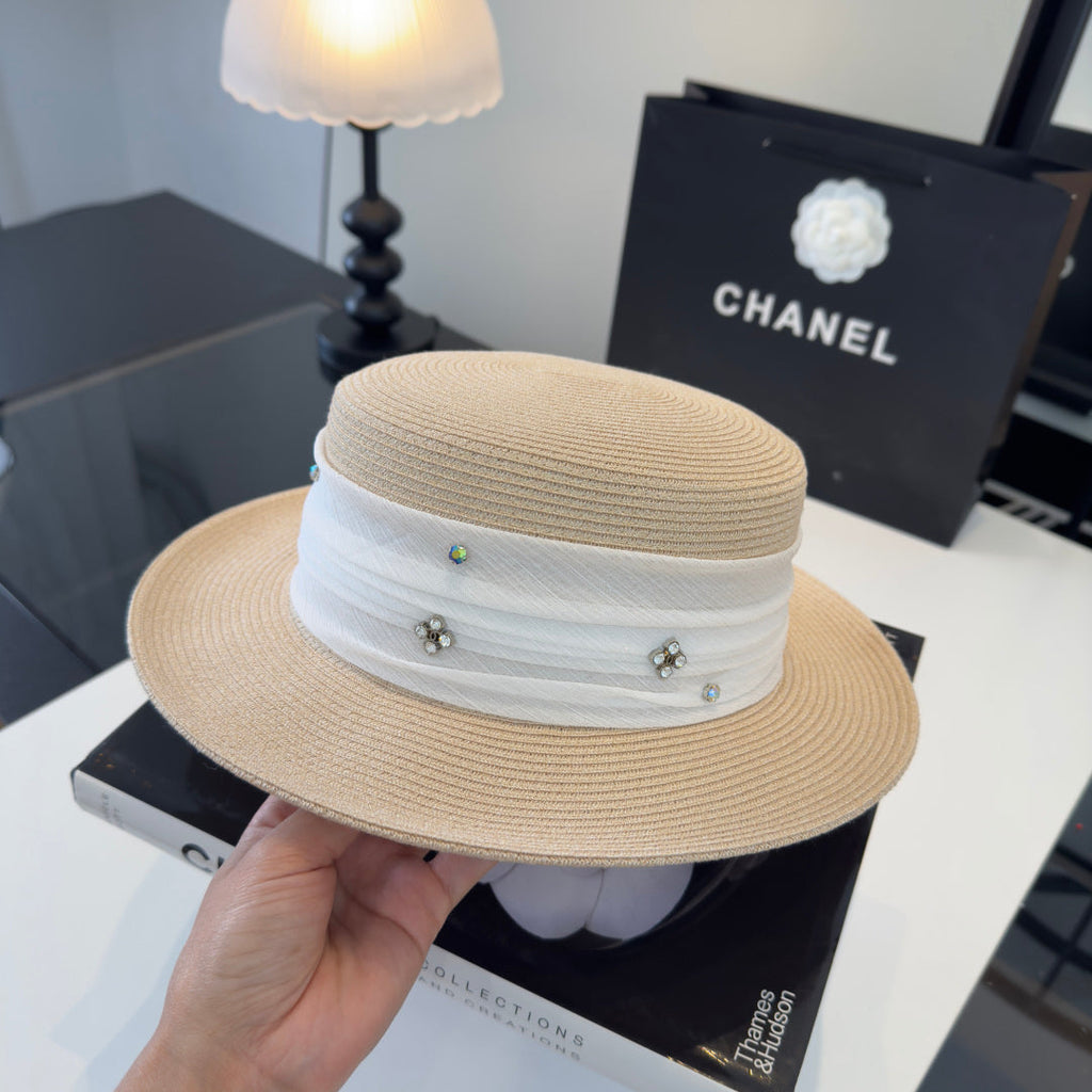 Chanel Wide Brim Hat Beige in Mesh 197605