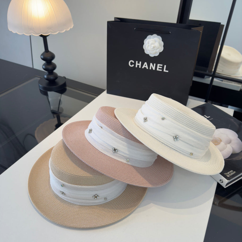 Chanel Wide Brim Hat Pink in Mesh 197603