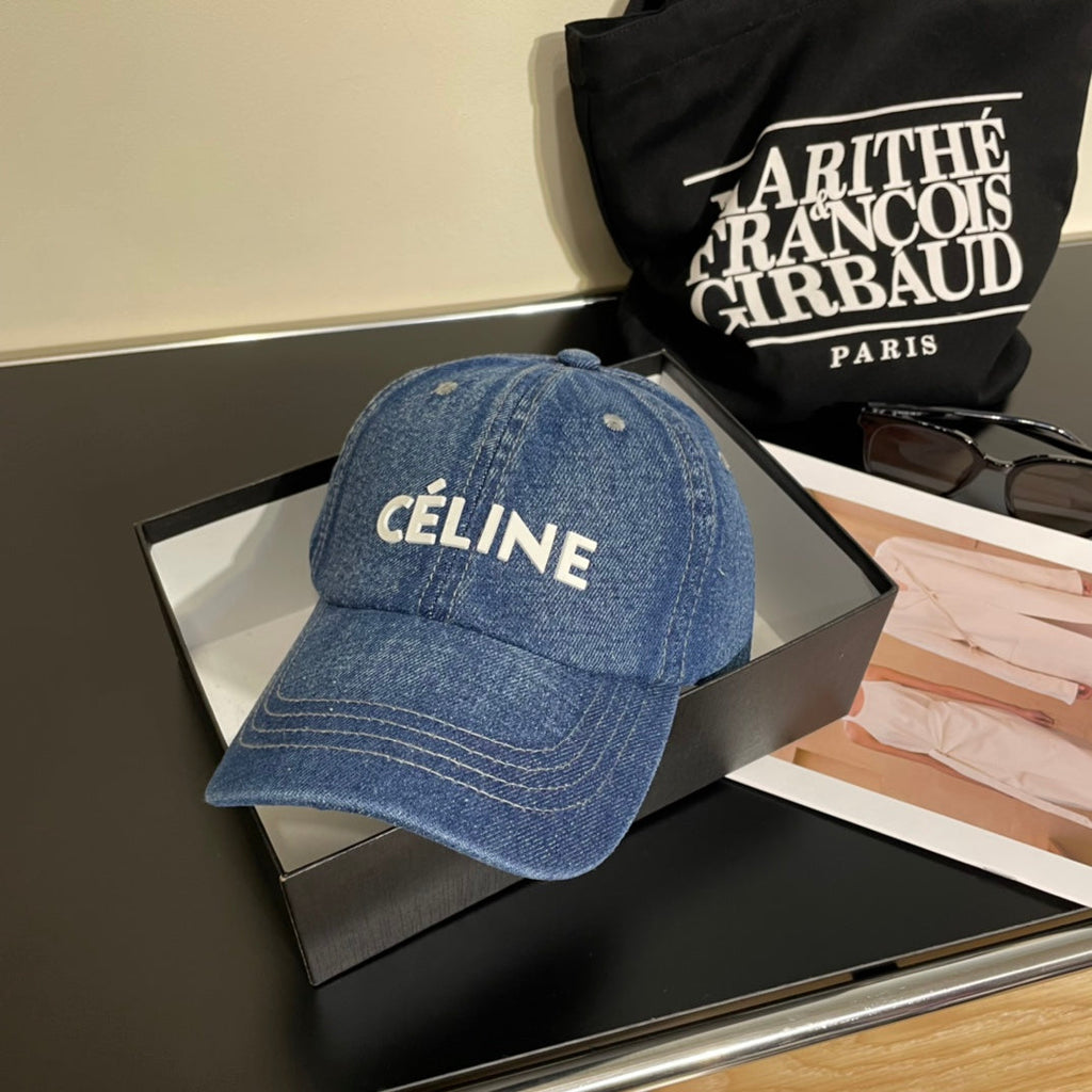 Celine Denim Baseball Cap Blue in Cotton 197972