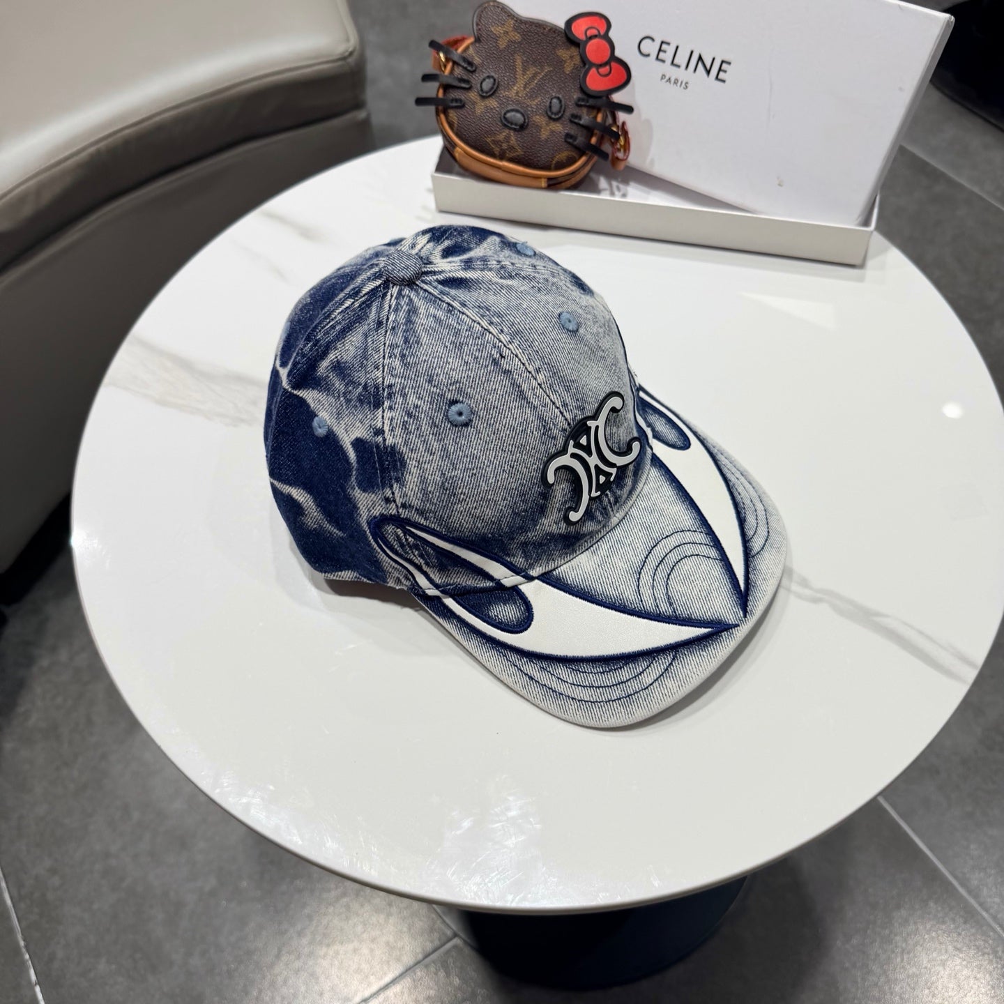 Celine Casual Trendy Baseball Cap Blue in Cotton 197666
