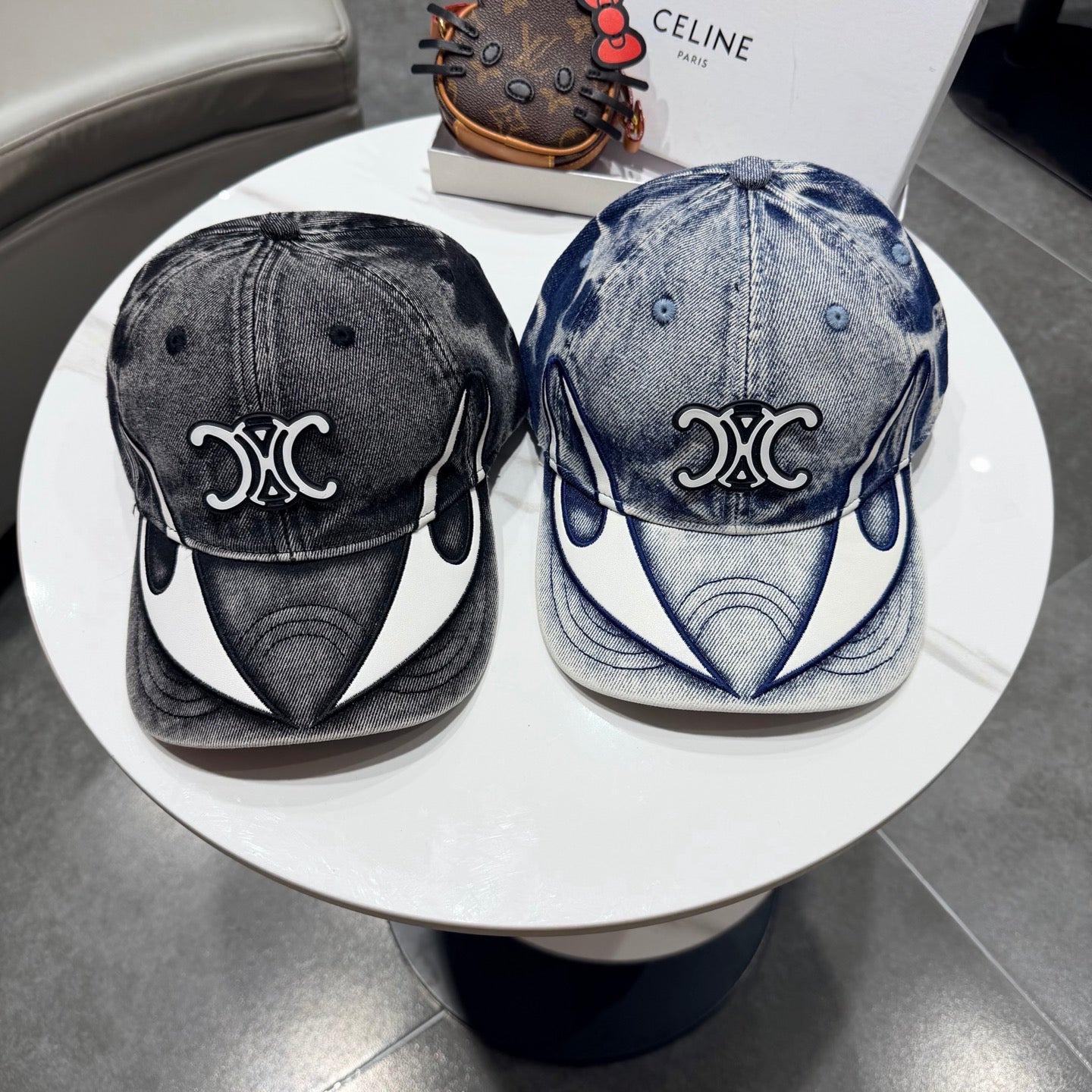 Celine Casual Trendy Baseball Cap Blue in Cotton 197666