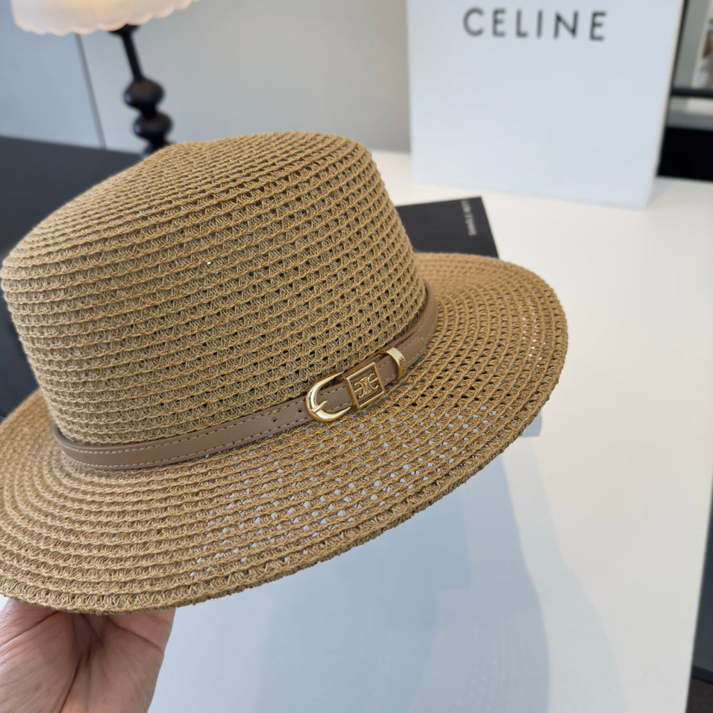Celine Fedora Hat Camel in Straw 197600