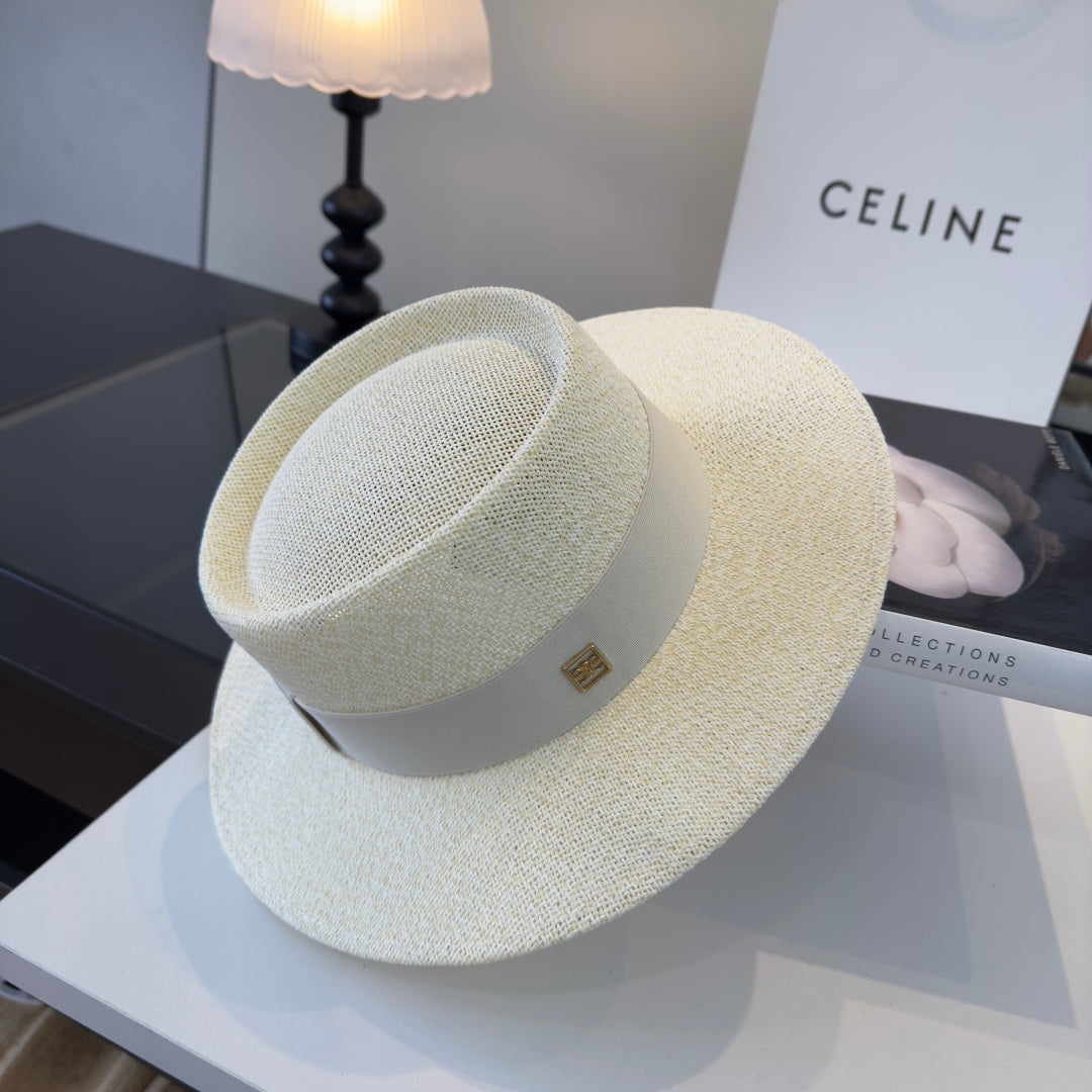 Celine Fedora Hat Cream White in PP straw 197595